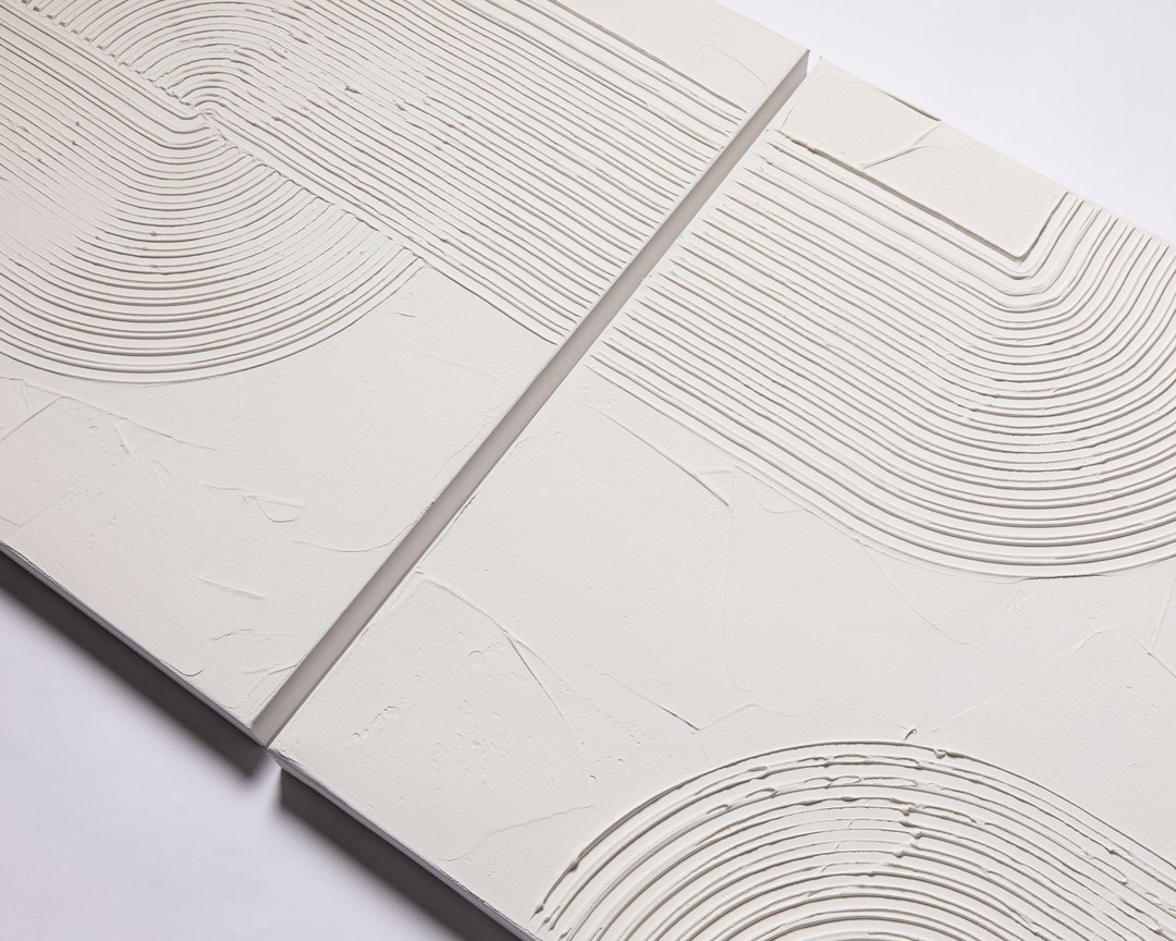 2 PIECE Canvas Textured Art, Plaster Art, 3d Wall Art, Minimalist Home Decor, Modern Organic