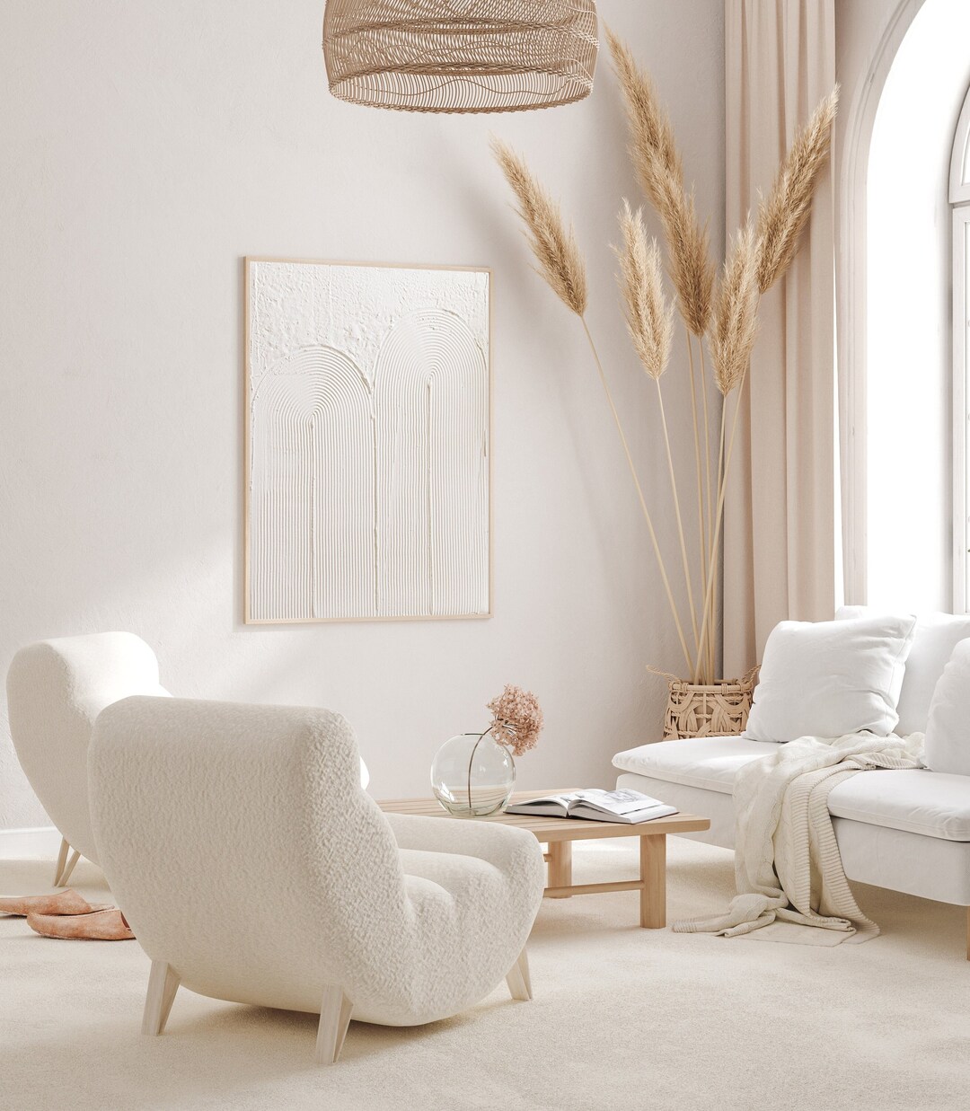 ARCHES DUO White Abstract Painting White 3D Textured Painting White ARCHES DUO White Abstract Painting White 3D Textured Painting White