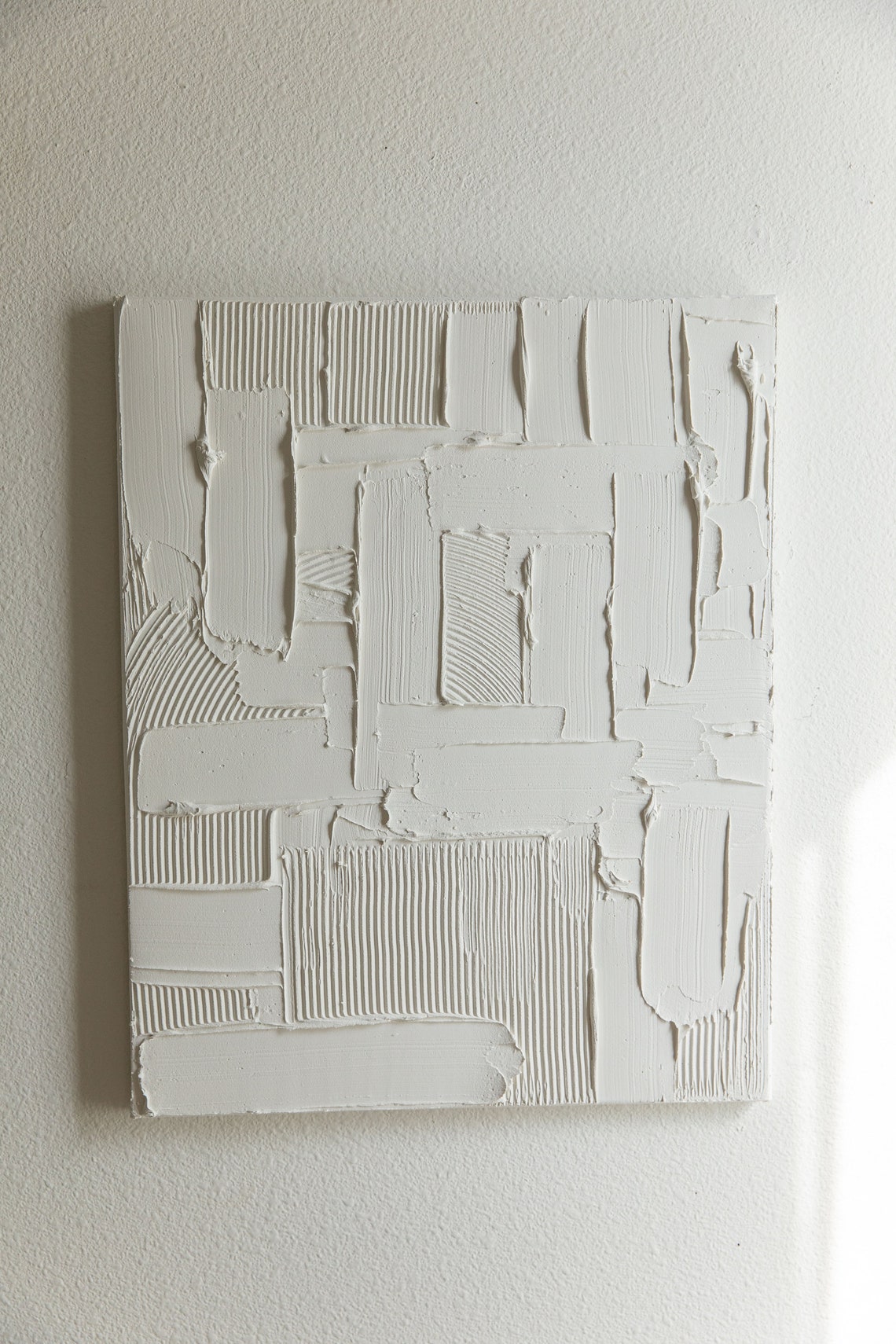 White Textured Canvas Wall Art Abstract White Wall Decor Etsy