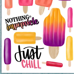 PRINTABLE: EVERYTHING'S POPSICLE pink purple yellow coral watercolor printable cool treats fun summery journal & Planner Stickers