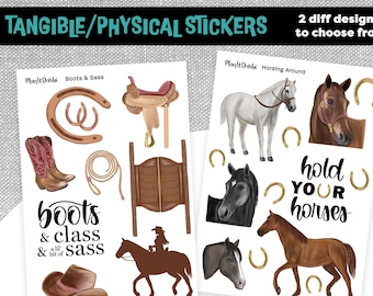 Tangible stickers: HORSE, COWGIRL, cowboy boots, horse-lover, wild west, old west, western themed planner and bujo stickers