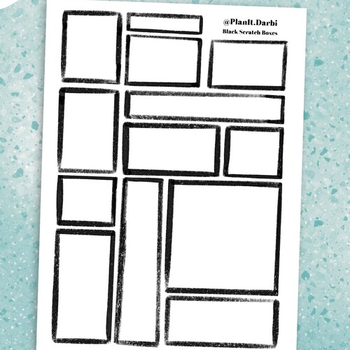 Printable Planner Box Stickers for Happy Planner Black Etsy