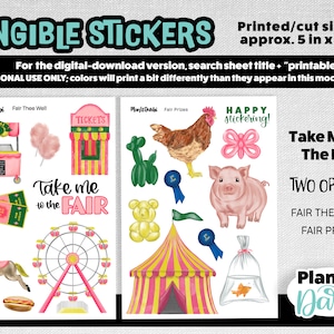 TANGIBLE planner stickers: County Fair (2 options), summer fun, carnival, pig, balloon, ferris wheel for junk journal, bujo & planners