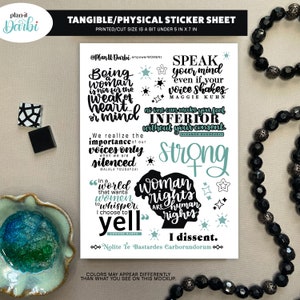 TANGIBLE: Women empowerment, feminist, girl power, women rights handlettered quote, black lettered stickers for your planner or journal