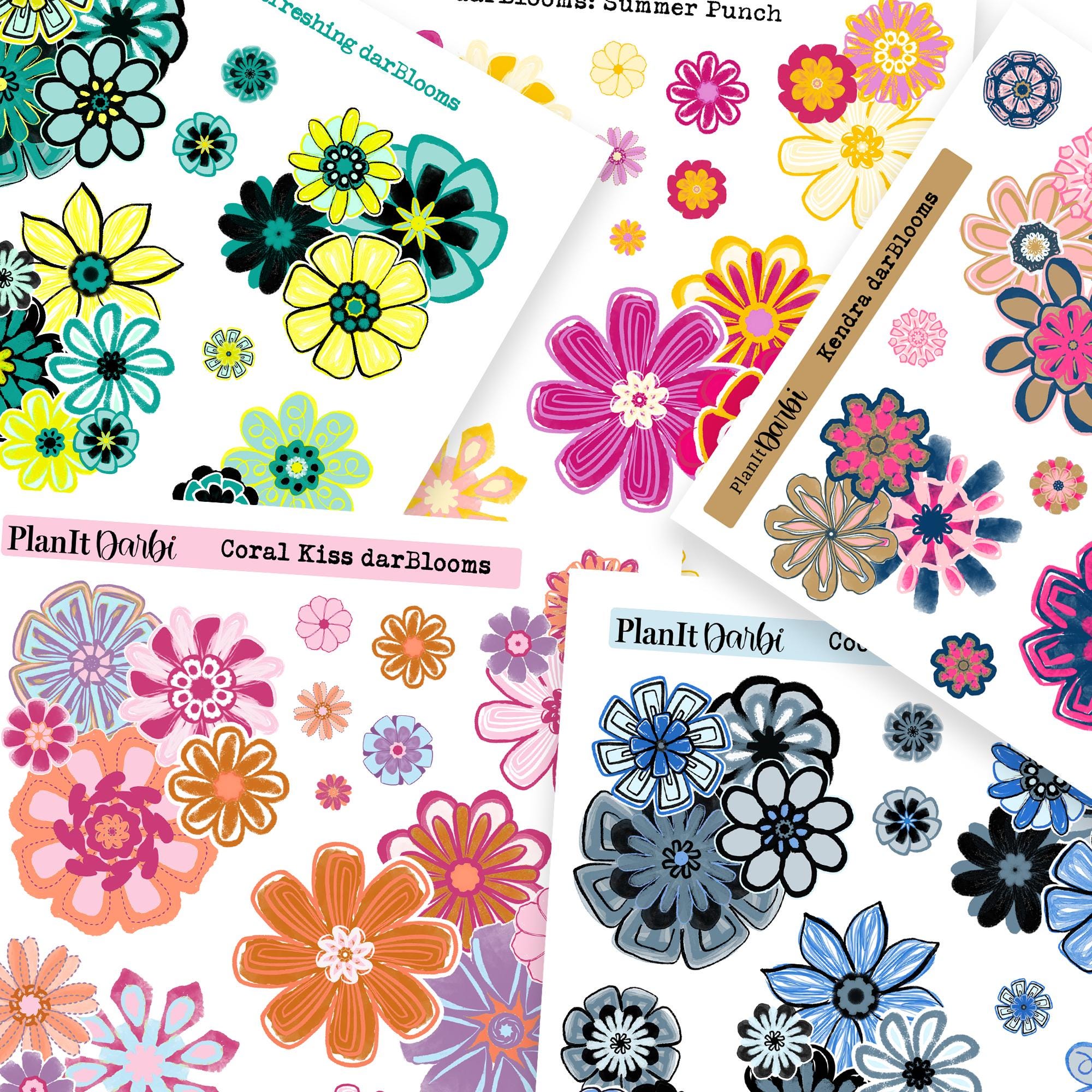 Tangible Planner Stickers -punchy Blooms - 5 Options, Bloom Stickers ...
