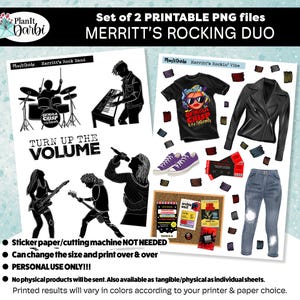 Printable Planner Stickers: Merritt's Rock Band duo, band stickers, musician, rock star, concert poster,  stickers for scrapbook & journal