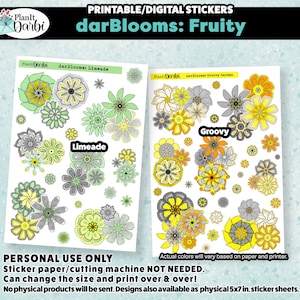 printable planner stickers: Limeade & Groovy blooms, colorful flowers, spring stickers, bloom stickers, spring flowers, flower clusters