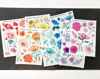 tangible: TRUE COLORS Rainbow, watercolor florals, rainbow colors, bouquet, best selling, rainbow watercolor flowers for planner & journals
