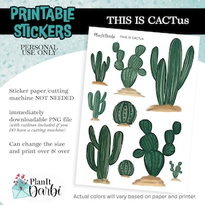 printable stickers: CACTUS stickers, desert, wild west, cowgirl & cowboy stickers for your planners and journals