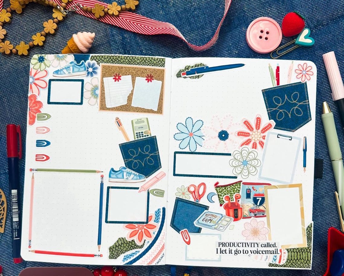Printable Planner Stickers: Denim Edit Set of 3, Scraps, Boxes ...
