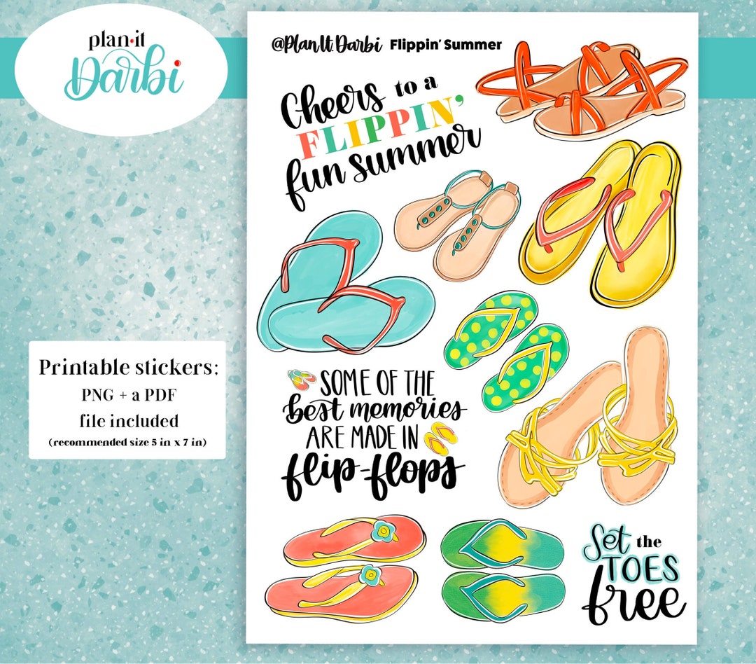 PRINTABLE: FLIPPIN' SUMMER Flip Flops Thongs Sandals Fun - Etsy