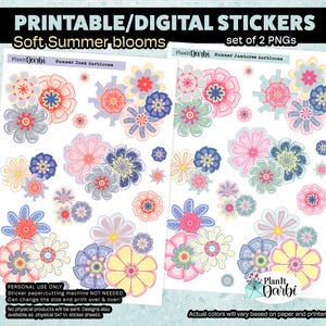 printable planner stickers: summer stickers -- dusk & jamboree, fun colors, dar blooms, watercolor flowers, floral stickers, summer stickers