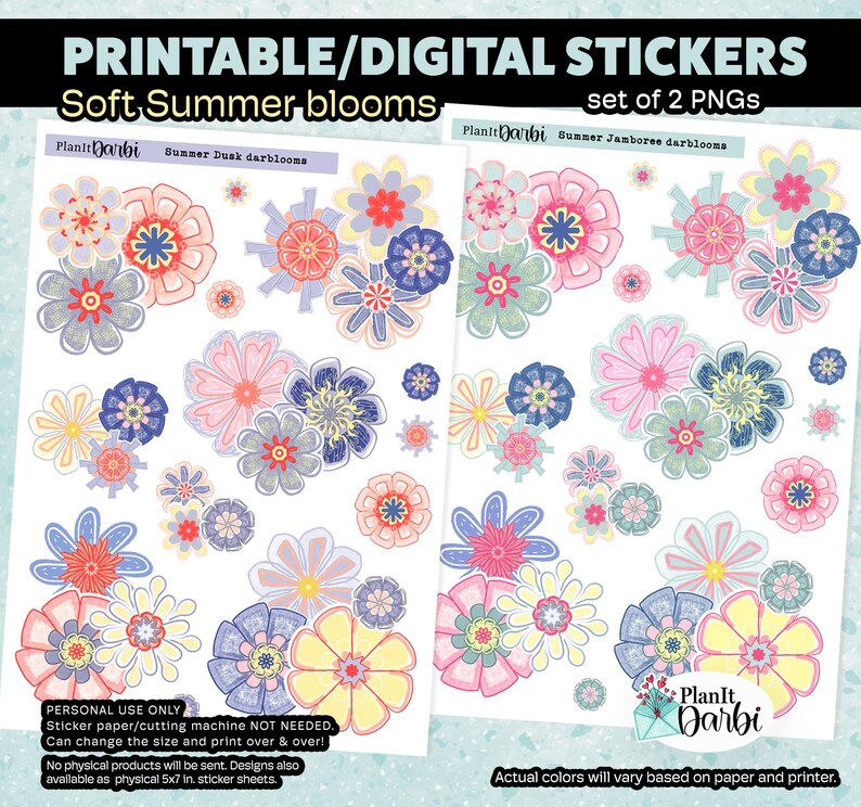 Printable Planner Stickers: Summer Stickers -- Dusk & Jamboree, Fun ...