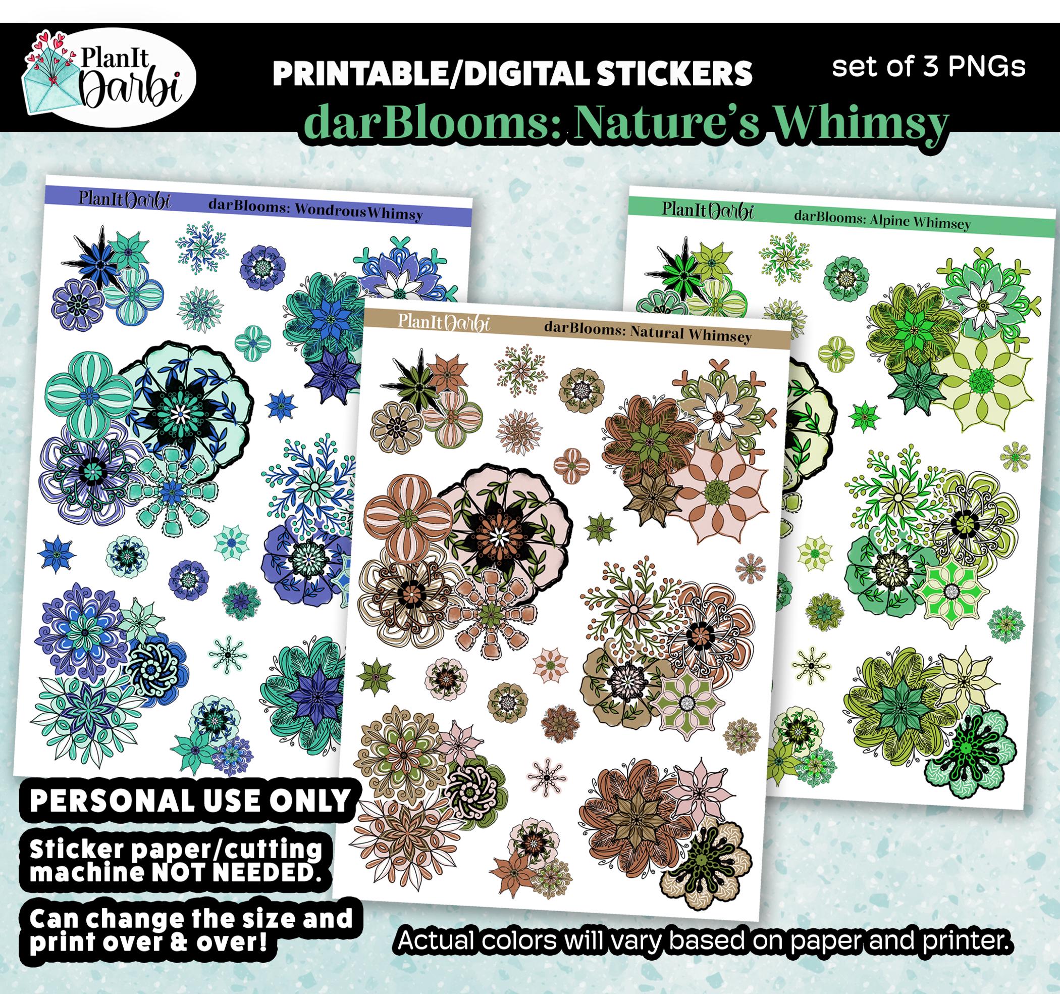 Printable Planner Stickers: Nature's Whimsy, Natural, Alpine, Green ...