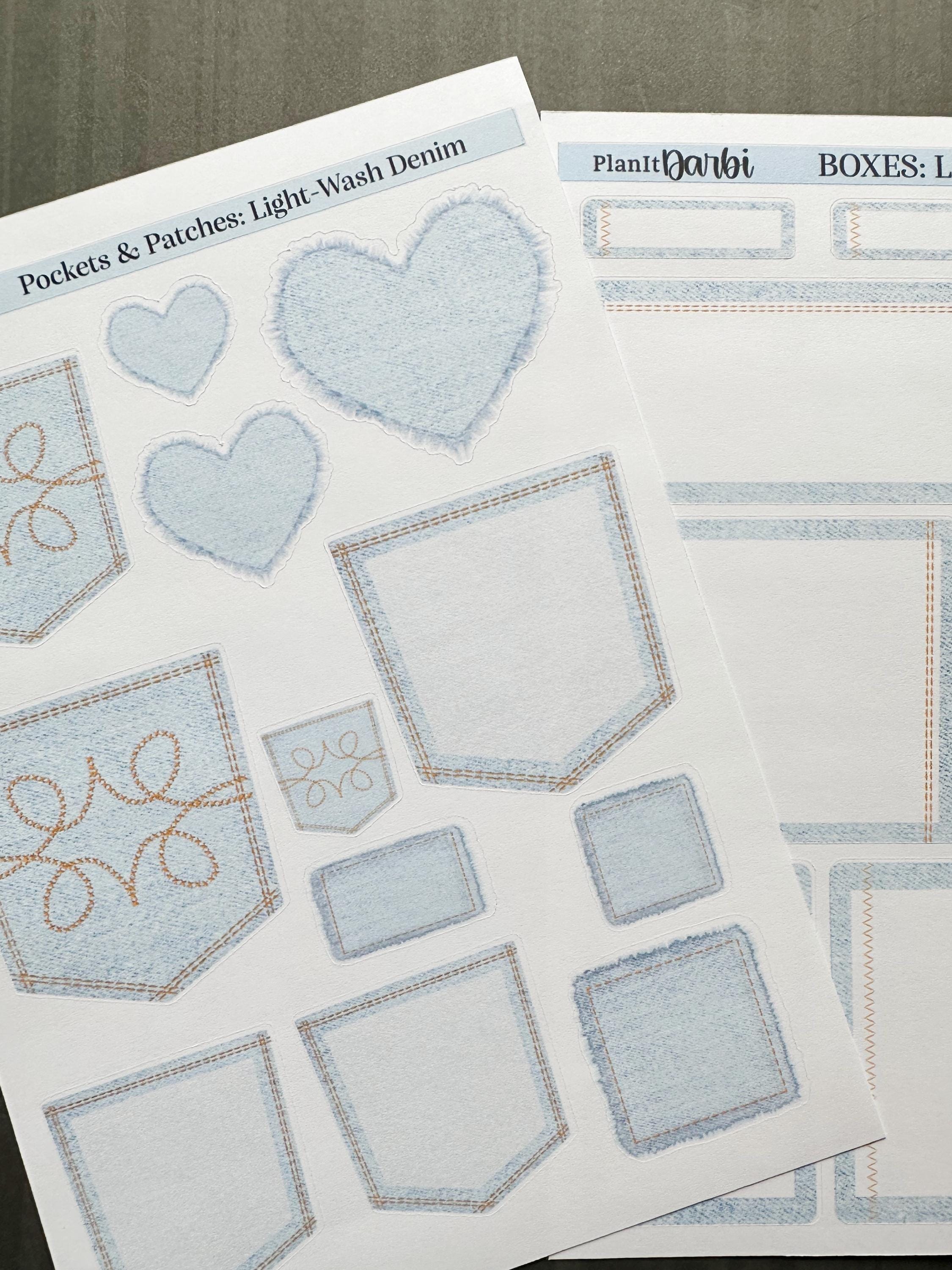 Split Jeans Sticker Printable Stickers The: DENIM EDIT- Set of 3- Light Wash Denim Stickers ...