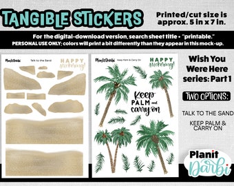 TANGIBLE: Palms & Sand 2 options - summer decorative planning stickers, tropical beach vacation themed for planner and journal