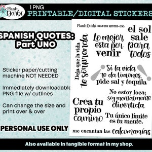 PRINTABLE Planner STICKERS: Spanish hand-lettered quote stickers for your planner and journal; Frases motivacionales para tu agenda y diario