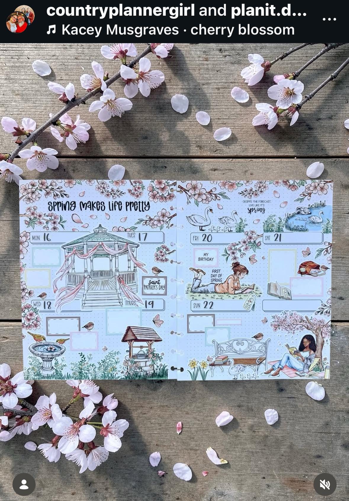 Printable Planner Stickers: Pretty CHERRY BLOSSOM Trees, Hand-drawn ...