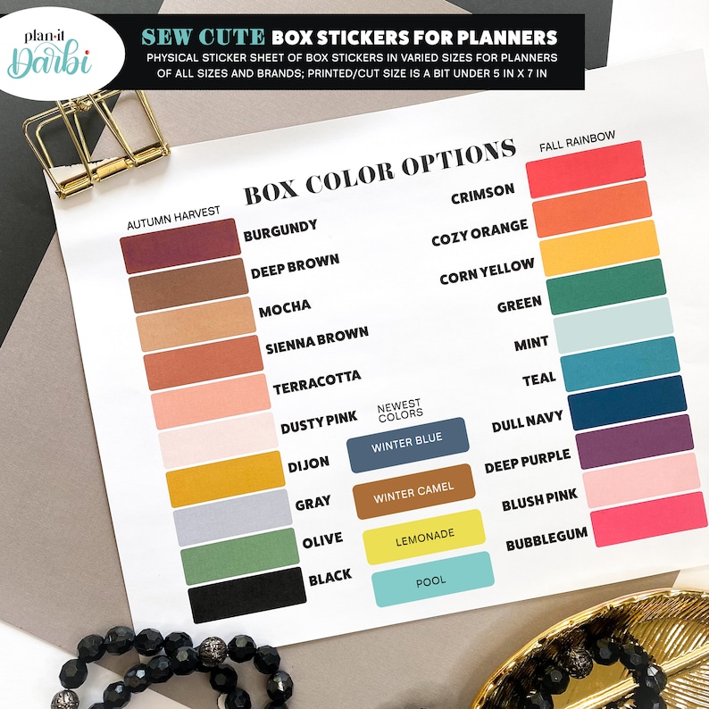 Box PLANNER Stickers (tangibles): SEW CUTE Unique Functional Box ...