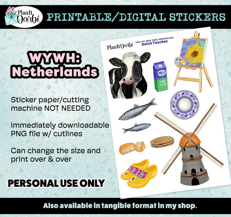 Dutch Interview Sticker Printable Planner Stickers: Wish You Were Here Netherlands, Amsterdam ...