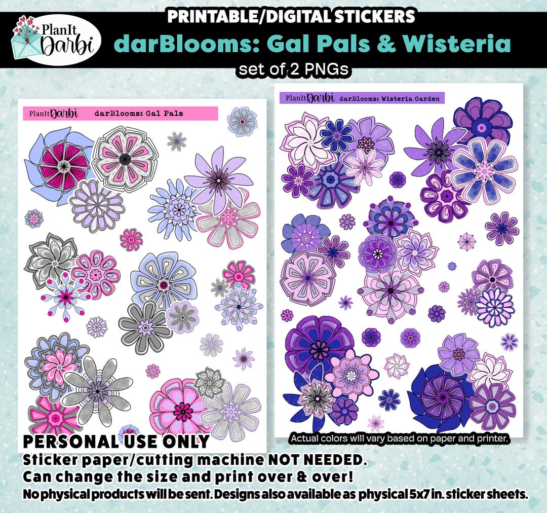 Printable Planner Stickers: WISTERIA or GAL PAL Darblooms, Spring ...