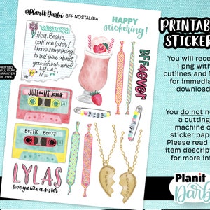 PRINTABLE: BFF Nostalgia digital / downloadable stickers for your planner --  best friend childhood besties BFF soulmates