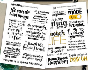 TANGIBLE: Teacher Quotes back to school handlettered planner and journal stickers, for Happy planner, bullet journal and more