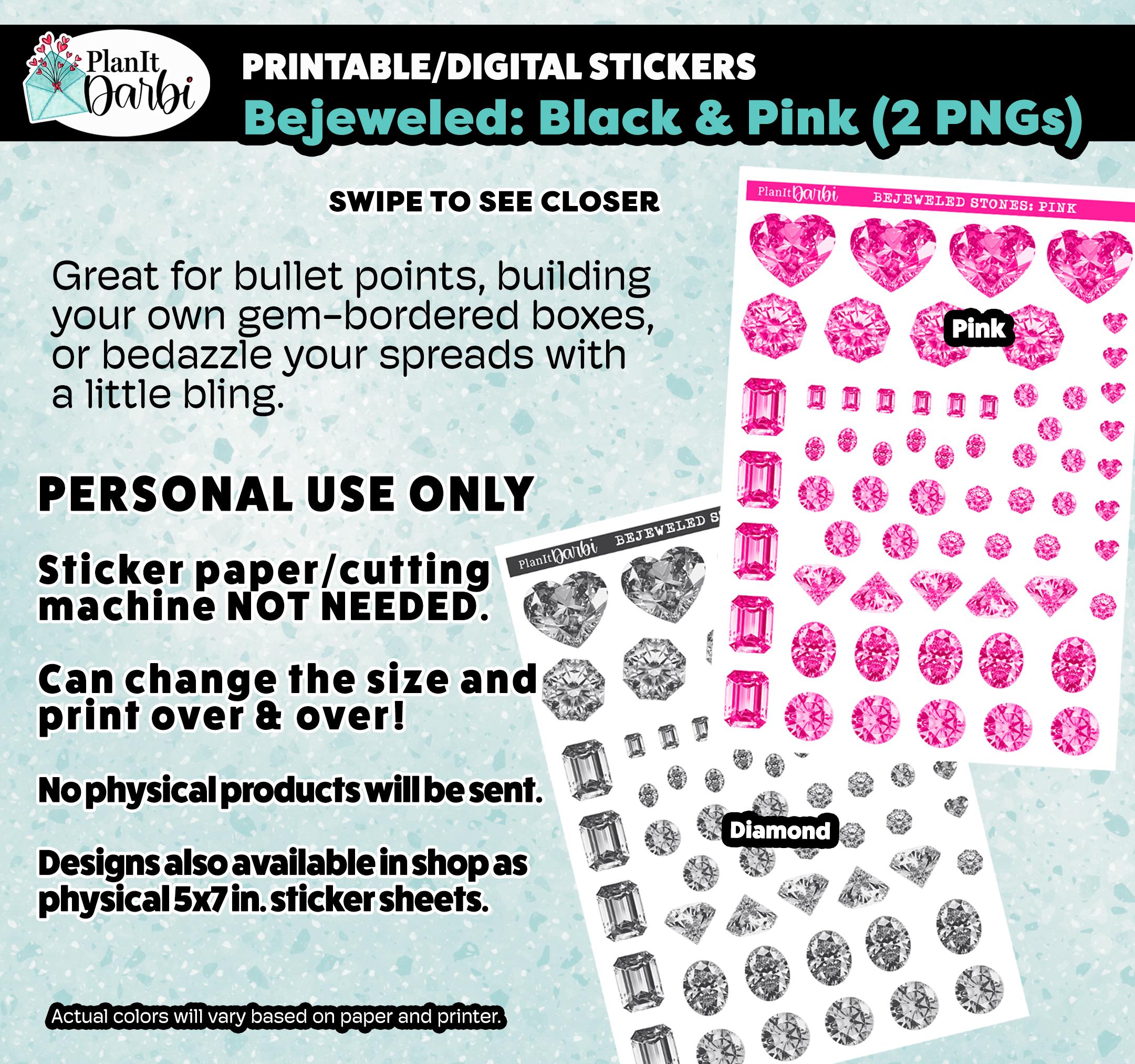 Printable Planner Stickers: BEJEWELED Gemstones (2), Pink Diamond ...