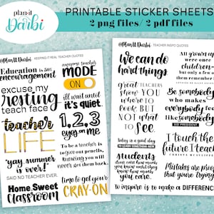TEACHER QUOTE duo inspirational motivational real honest sassy handlettered for educators sassy printable Happy Planner & journal stickers