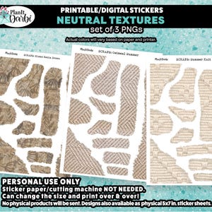 printable planner SCRAPS: Summer Neutrals, Textures, browns, cream, beige torn paper ephemera for bujos & planners; layering stickers