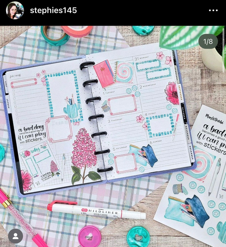 Pllanner Sticker Printable Planner Stickers: Set of 3 - PLANNER DAY TRIO, Hand-lettered ...