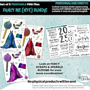 PRINTABLE planner stickers: New Year's Fancy Night Out (set of 5),  NYE, fashion, New Year's stickers, New Year's Eve Celebration 2025