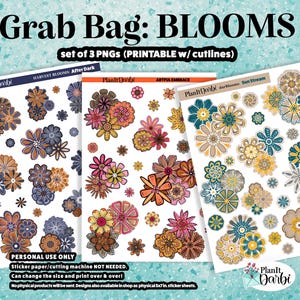 Adesivi stampabili per agenda: GRAB BAG digitale darblooms, after dark, spice, sun stream, colori vivaci, fiori per album di ritagli e diari