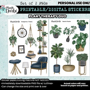printable planner stickers: Kasia PLANT LOVER stickers - set of 2, botany stickers, green thumb, house plants, plant mom, home decor,