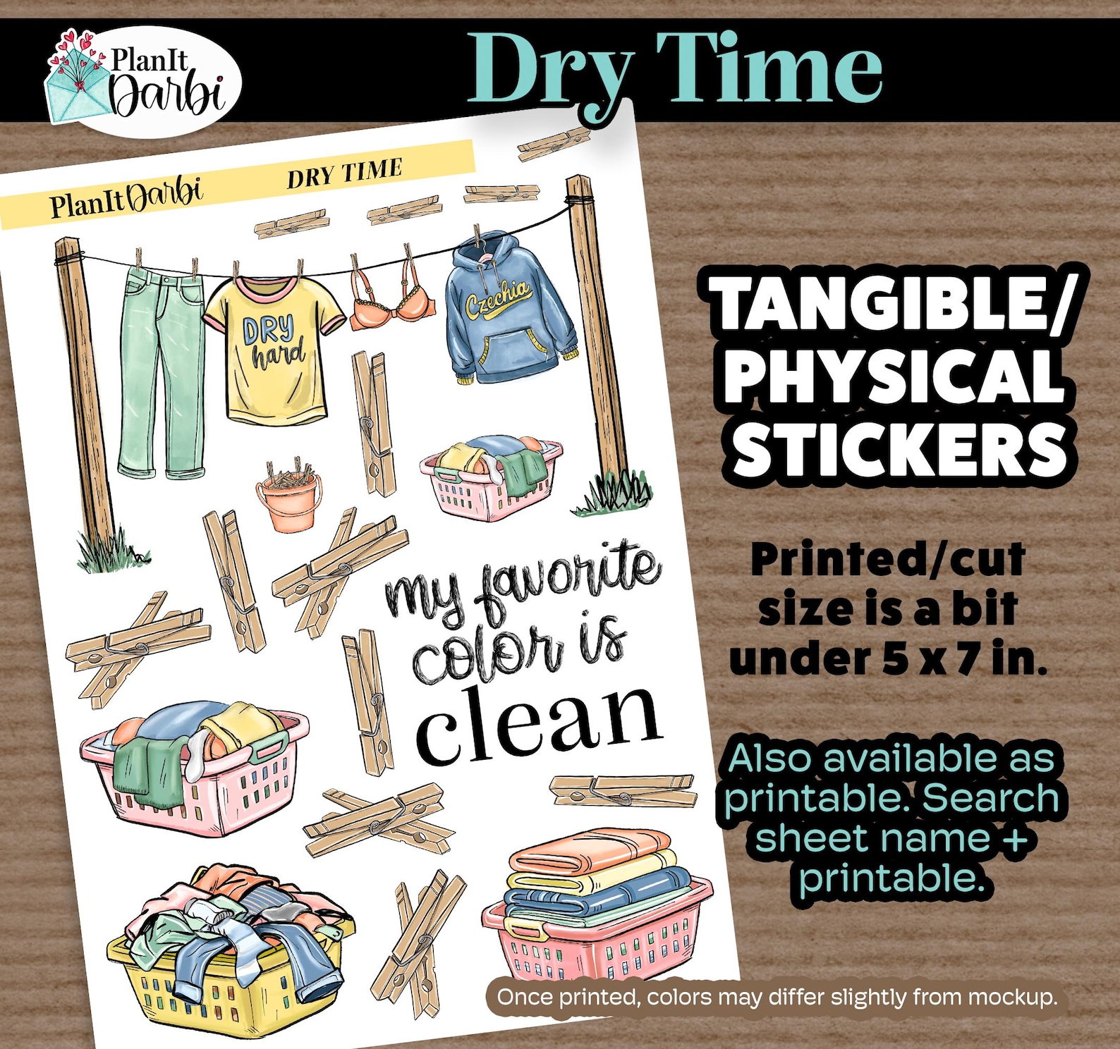 Tidy Sticker Tangible Planner Stickers: SPRING Cleaning (3 Opt), El's Tidy Up, Dry ...