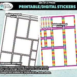 Printable Planner Stickers: Rainbow Boxes (set of 2); show your love of rainbows and support for LGBTQ+ Pride & equality