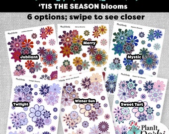 tangible: HOLIDAY & WINTER BLOOMS (6 options) watercolor flower clusters for your planner, journals and scrapbooks