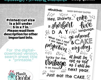 tangible: punny sassy BIRTHDAY celebration fun and sassy quote planner stickers