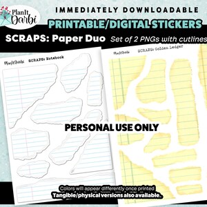 printable planner stickers: SCRAPS-Paper Materials, textured stickers, layering stickers, torn paper, notebook, stickers for journaling