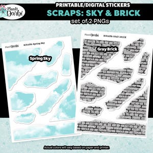 Printable Planner Stickers: SCRAPS -  Brick & Blue Sky, Urban Garden, urban textures, skate culture, streetwear, torn paper ephemera