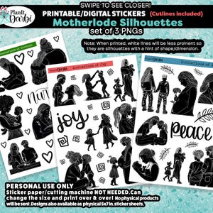 printable planner stickers: MOTHER'S DAY Motherlode Silhouettes, mother's love, mama stickers, mommy stickers, mother's joy, nurture, peace
