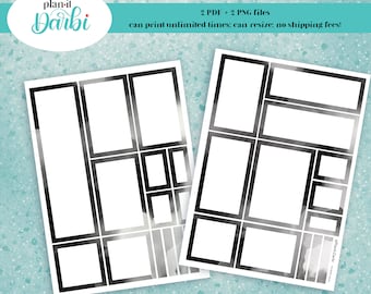box: BLACK basic watercolor (2 PNGs); artistic planner box, box stickers, printable functional Planner Stickers