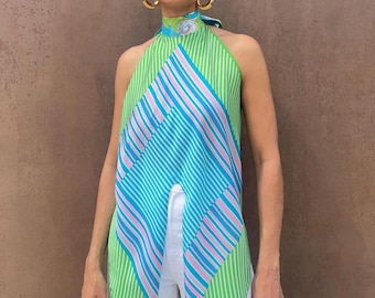 Upcycled Scarf Top Halter | Adjustable Tie Back | Sustainable Fashion