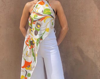 Upcycled Scarf Top Halter | Adjustable Tie Back | Sustainable Fashion