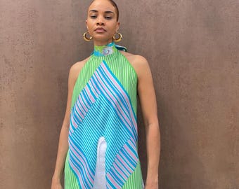 Upcycled Scarf Top Halter | Adjustable Tie Back | Sustainable Fashion