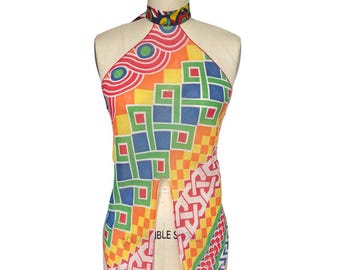 Top tipo halter con bufanda transparente reciclada / Espalda ajustable con lazo / Moda sostenible