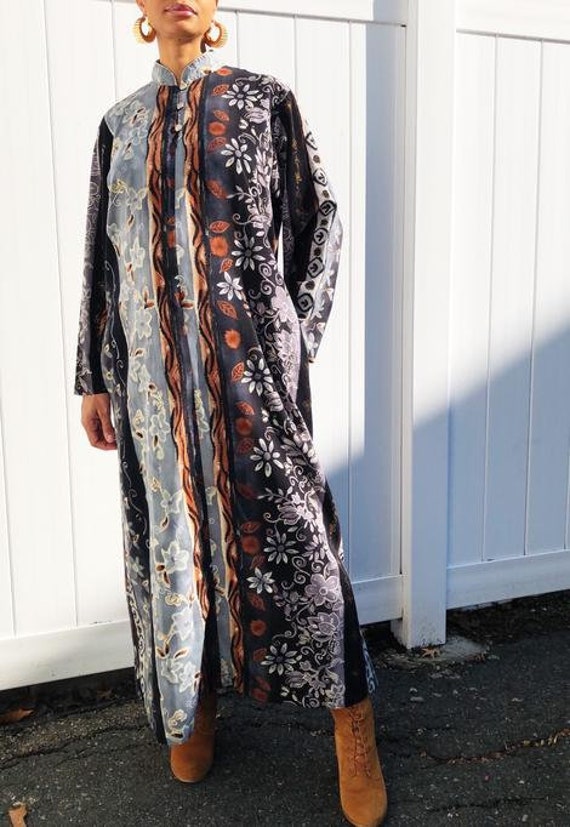 Ruth Norman Neiman Marcus Earth Tone Floral Caftan