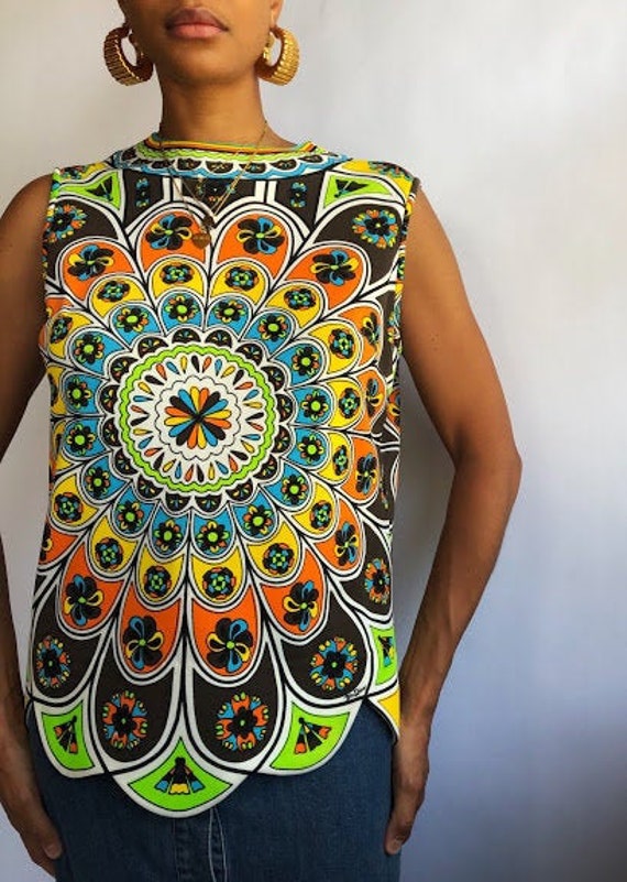Mr. Dino Psychedelic Flower Power Tank Top (M/L)