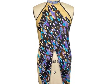 Top tipo halter con bufanda reciclada / Espalda ajustable con lazo / Moda sostenible