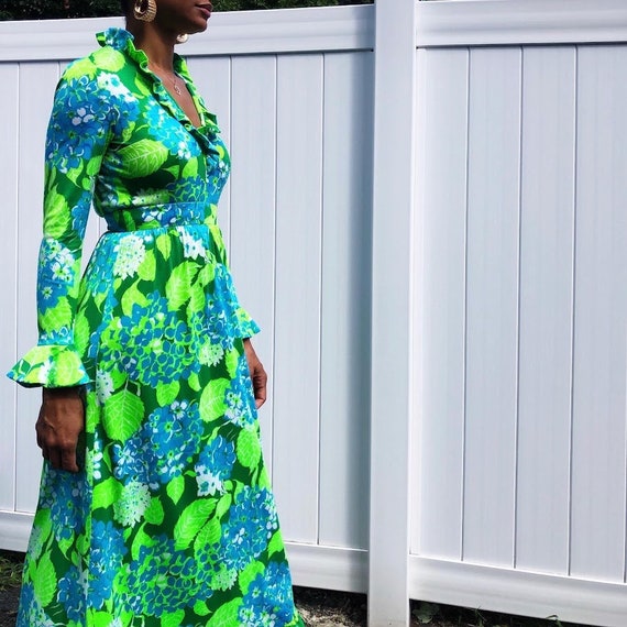 70s Young Dimensions Saks Fifth Ave Neon Blue/Green M… Gem